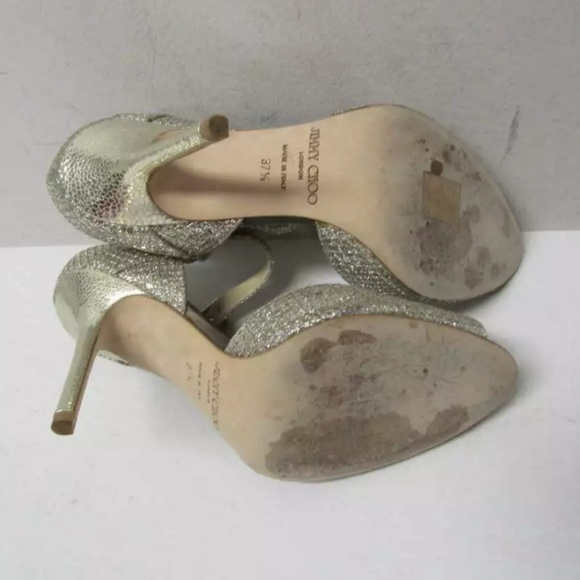 Jimmy Choo Peep Toe Glitter Heels Champaigne EU 37